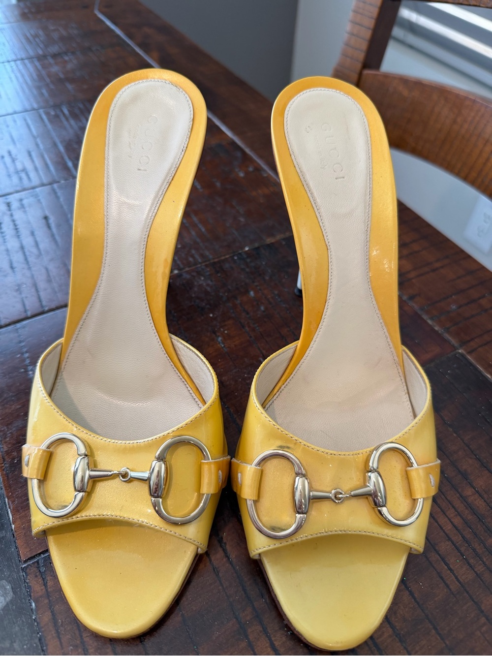 Gucci Yellow Leather Horsebit Mules